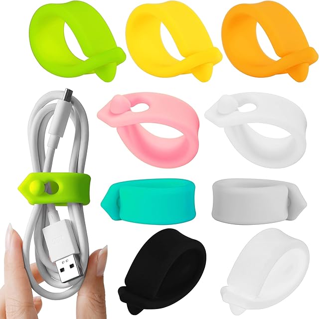 ELFRhino Cord Organizer Cable Straps Clips Wire Ties Earbuds Earphone Headphone Headset Wrap Winder Holder Keeper Manager Management(Set of 9)