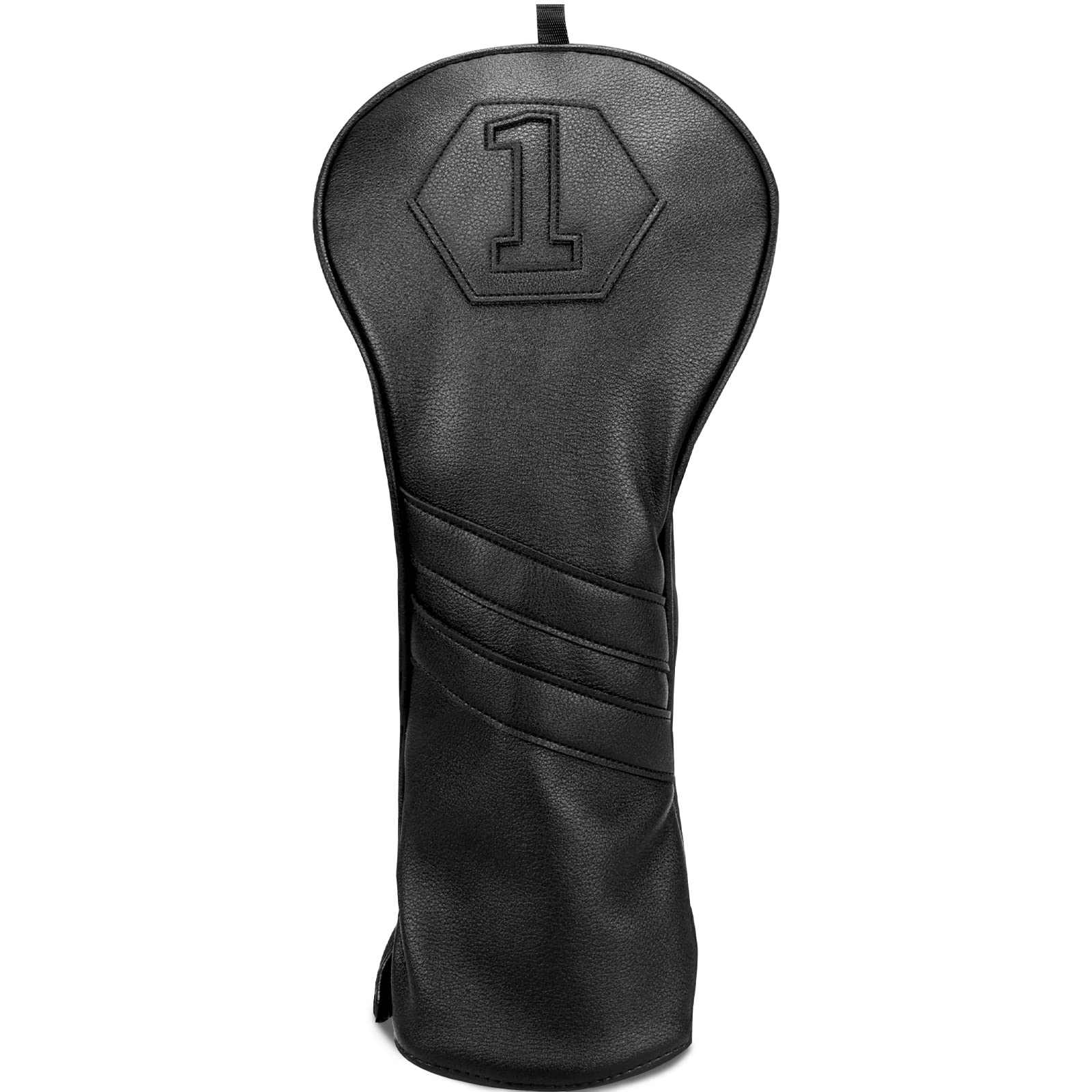 Golf Club Wood Head covers for Driver/Fairway/Hybrid 1FH Black PU Leather Elastic Closure