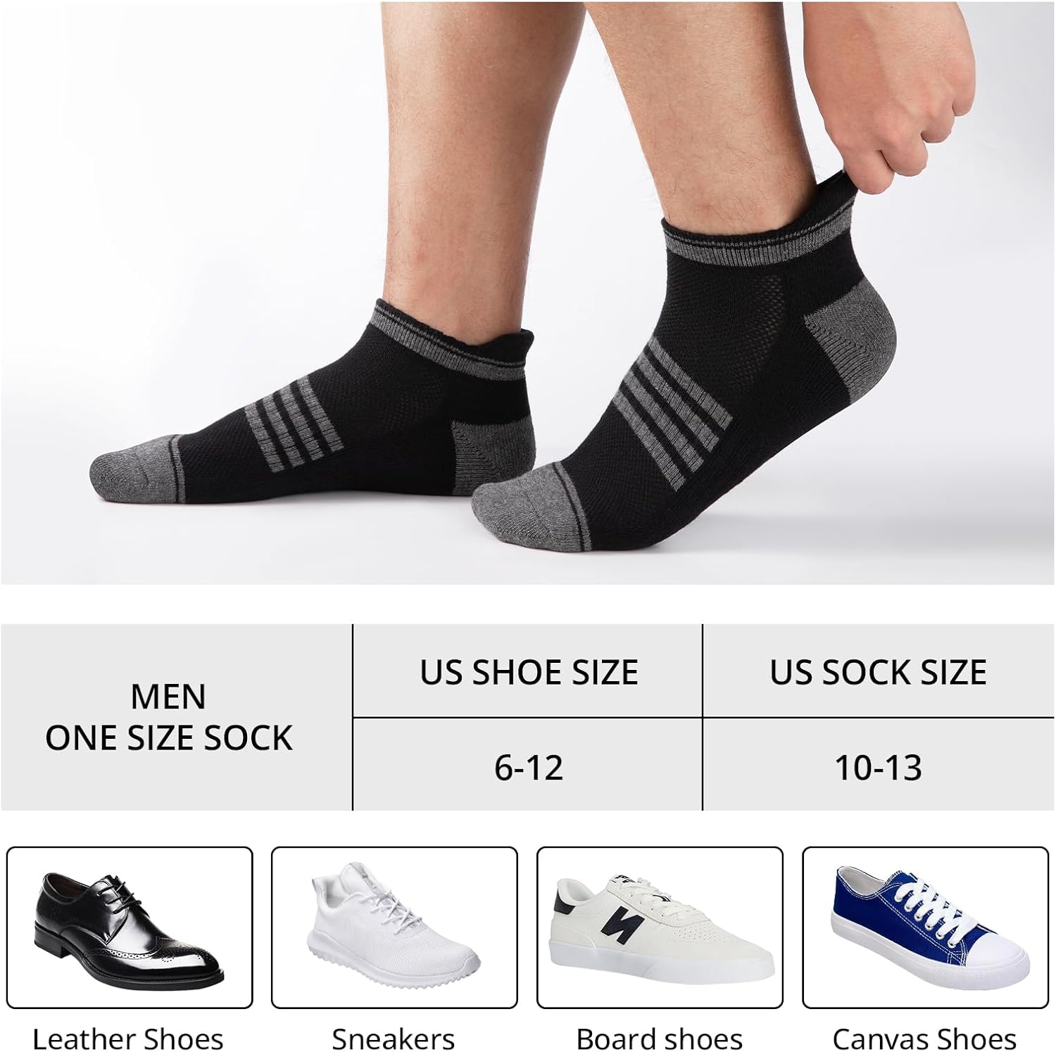 COOVAN Mens Ankle Socks 8 Pairs Cotton Cushioned Breathable Athletic Tab Running Anti-Blister Sports Socks - Image 5