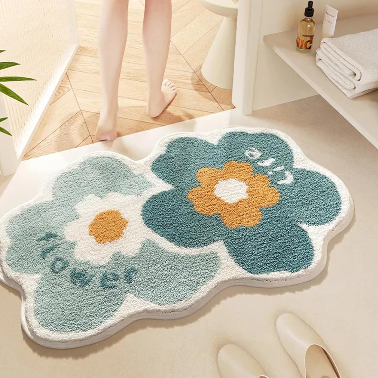 Roseate Twin Super Soft Anti Skid (50x80 cm) Super Absorbent Mats Microfibre 2000 GSM Mat for Bathroom/Bedroom/Kitchen/Door Mat/Floor Mat Pack of 1