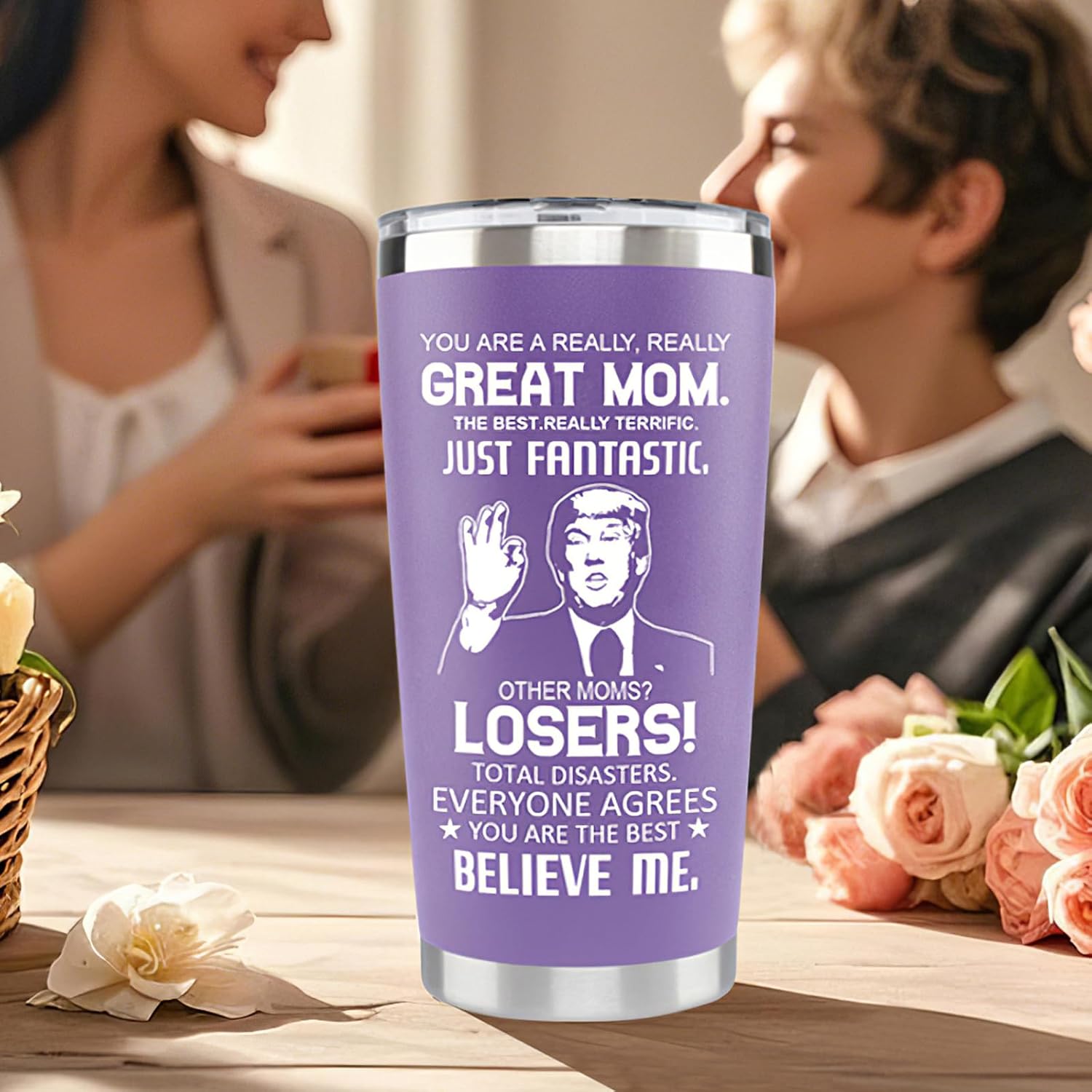 LEIOH Gifts for Mom from Daughter Son,Christmas Birthday Gifts for Mom Wife,Valentines Day Gift for Moms,Gift for Mama,Moms,Mother,20 Oz Stainless Steel Purple Tumbler - Image 4