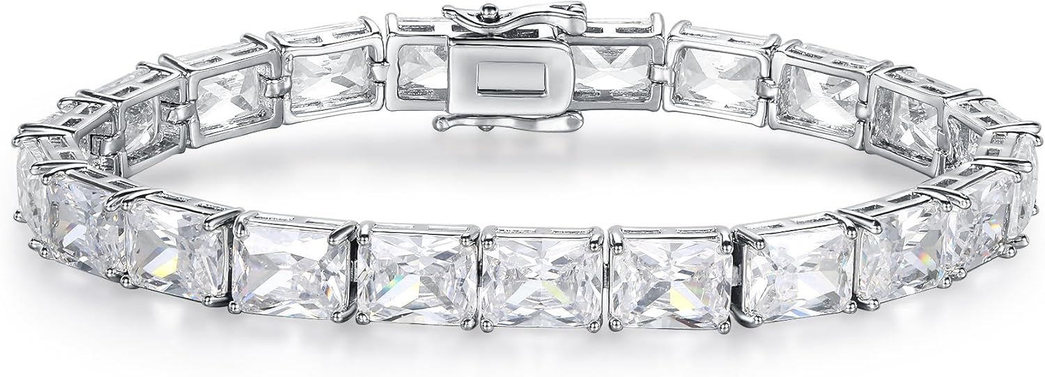 MDFUN Luxury Tennis Bracelet for Women – 14K White Gold Plated Cubic Zirconia Tennis Bracelet Size 6.5-7.5 inches