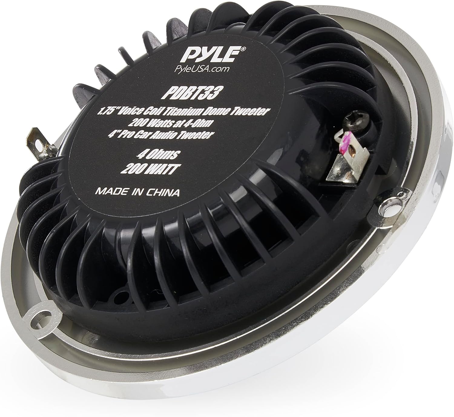 Pyle 4" Titanium Tweeter with Engineering Plastic Frame - 200 Watts, 1.75'' Voice Coil, Car Audio Tweeter for Stereo and Speaker - PDBT33