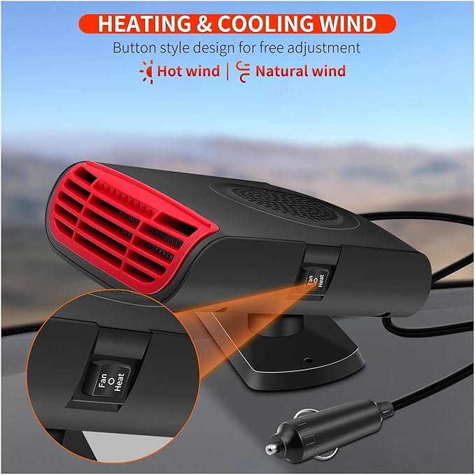 Calefactor Eléctrico Portátil 12V 150W con Ventilador y Rotación 360° miniatura 4