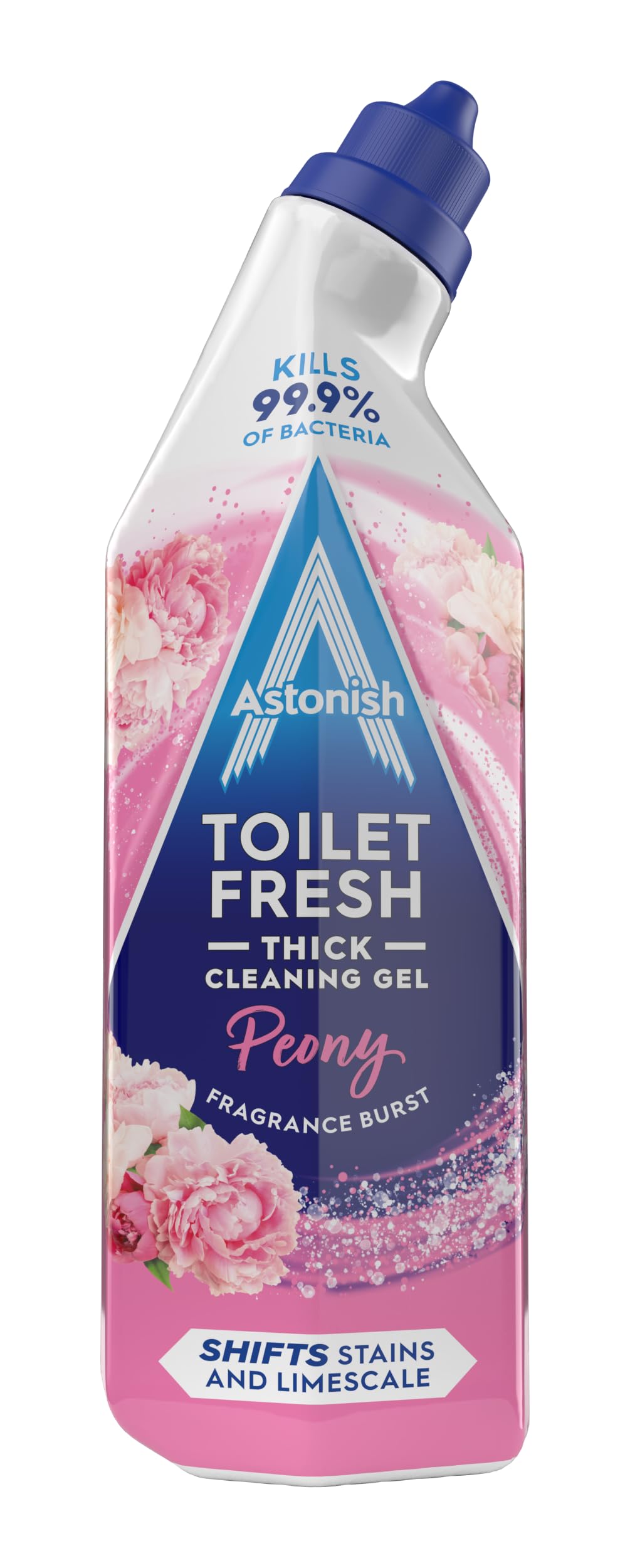 Astonish Peony Toilet Fresh Gel, Kills 99.9% of Bacteria, Limescale Prevention, 750ml