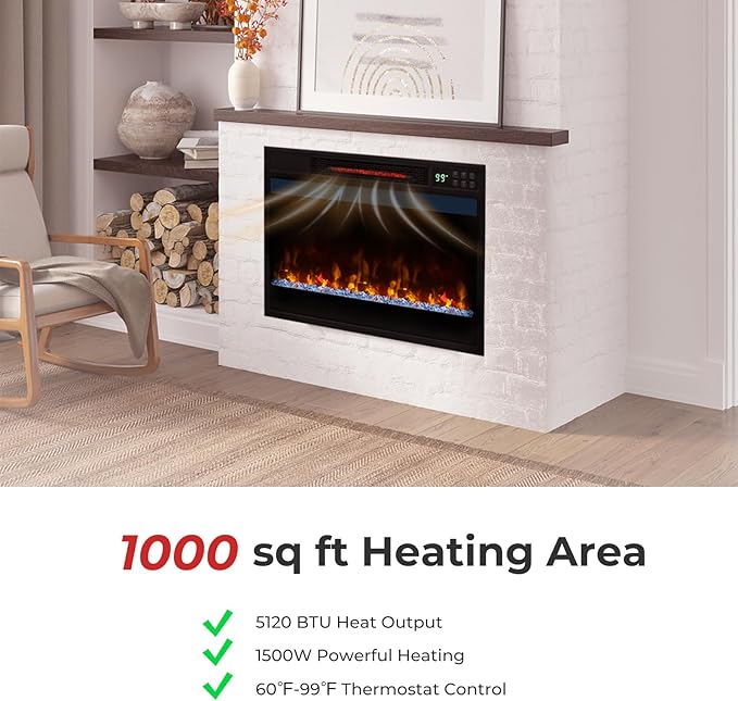 Chimenea Eléctrica Tangkula 23 Pulgadas 1500W con Control Remoto miniatura 8