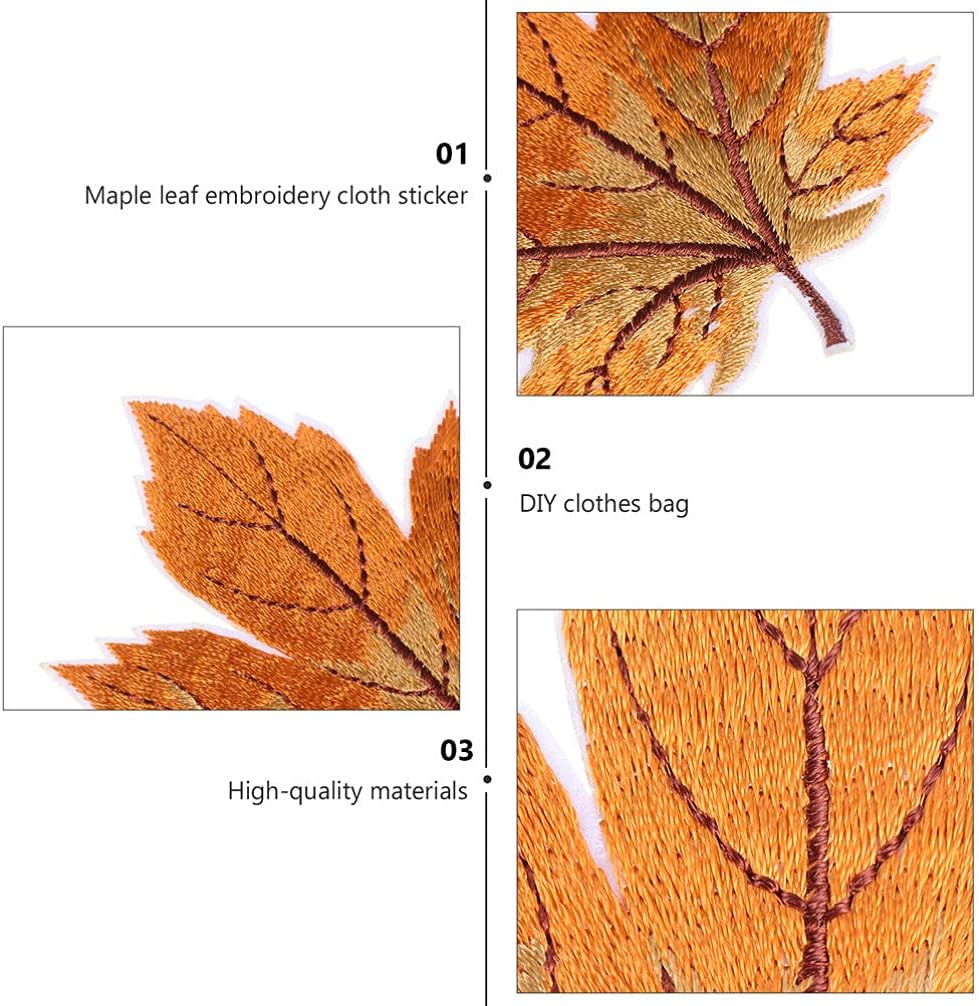 Healifty 6Pcs Maple Leaf Iron on Patches Fall Leaves Applique Embroidery for Clothing Jeans Hats Autumn Decoration Fabric Sewing Badges