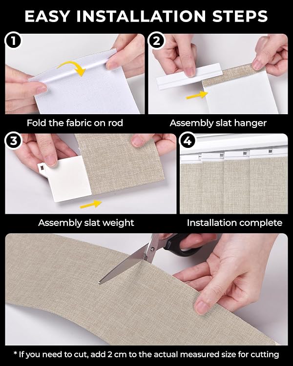UNISHADES Vertical Blind Replacement Slats for Indoor Windows – Modern Window Treatment, Light Filtering, Easy DIY, 34-Pack Light Filtering - Beige, 3.5" x 82.5" by UNISHADES - Image 5
