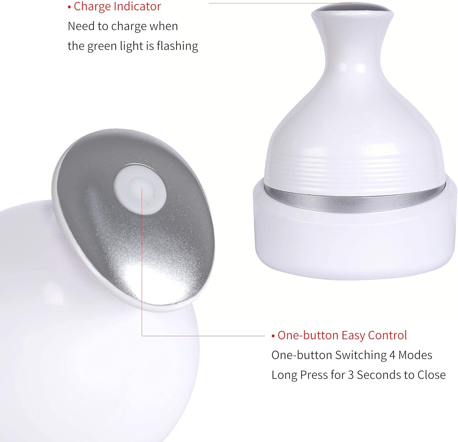 YIFA Electric Scalp Massager Portable Handheld Head Massager with 4 Heads for Your Stress Relax and Full Body Massage (White)