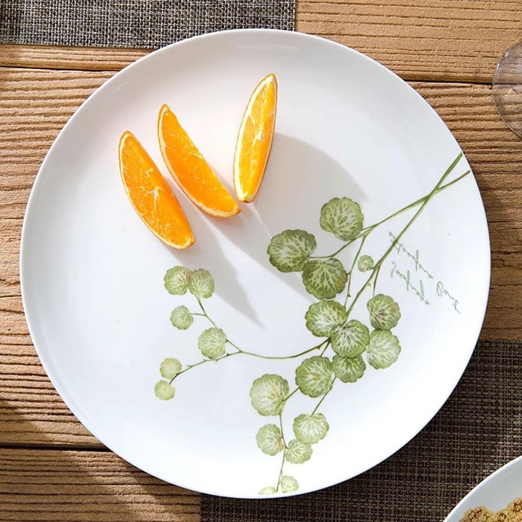 Platos Para Comer Plato de cena con patrón de planta fresca, plato de cena occidental for el hogar, plato de carne, plato de cena, plato de fruta, vajilla Plato De Cerámica Para La Cena
