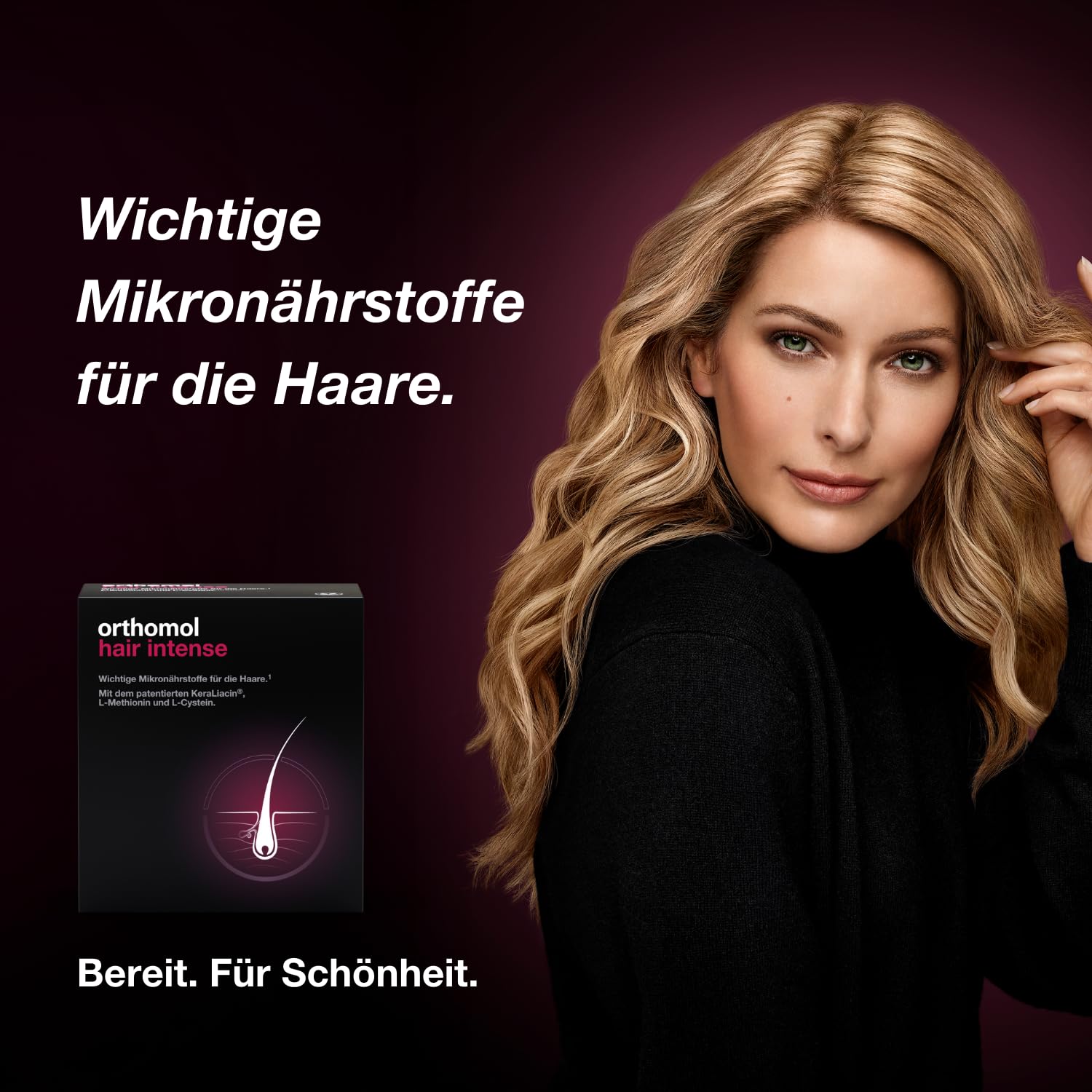 Orthomol Hair Intense - Mikronährstoffe für schönes Haar - mit Biotin, Kupfer und Zink, 90 pzas Porciones diarias