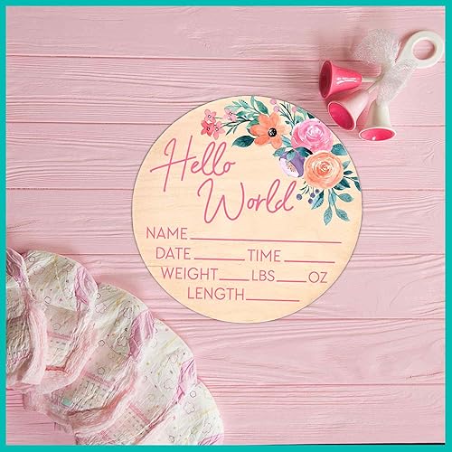 Miniatura 63 de Letrero de estadísticas de nacimiento para recién nacido, anuncio de nombre de bebé, accesorio de fotografía de Hello World Elephant Hospital