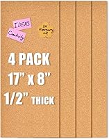 Vista 14 de Azulejos de corcho 17x8, tablero de visión autoadhesivo de 6mm de grosor para el hogar, oficina, escuela (4 piezas)