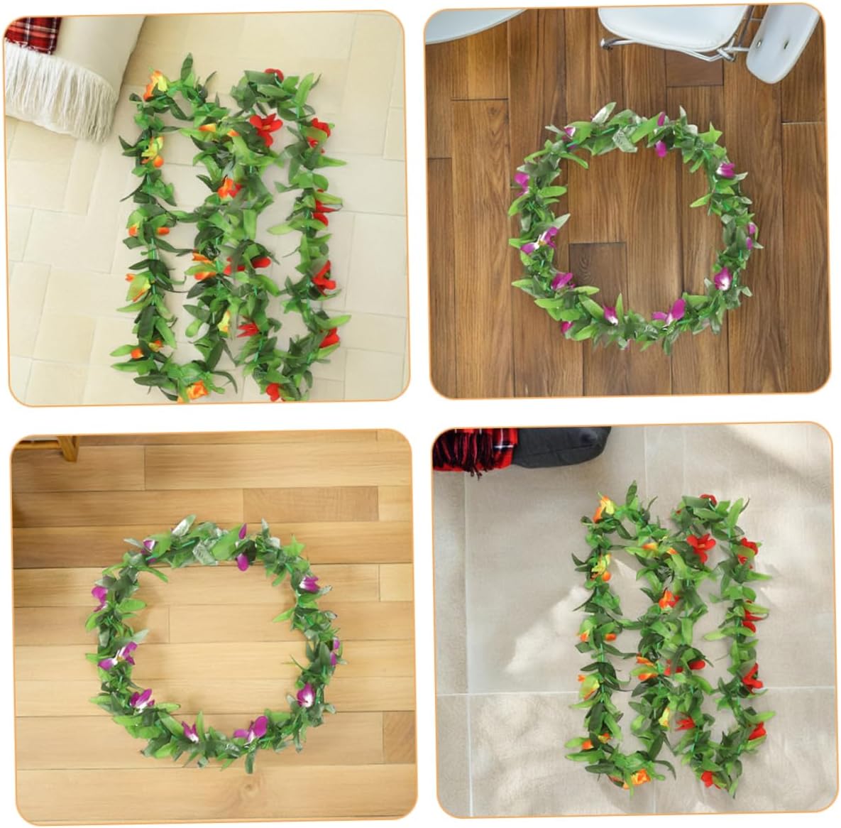 Cabilock 12Pcs Hawaiian Leis Necklaces Tropical Flower Decorations for Luau Beach Weddings Summer Pool Parties and Hawaii Theme Celebrations Easy to Clean Soft Suitable