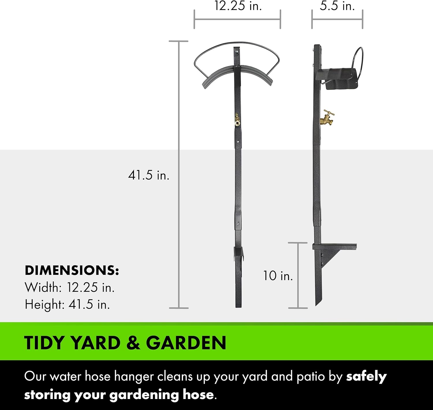 Yard Butler Silver Steel Free Standing Hose Hanger with Spigot