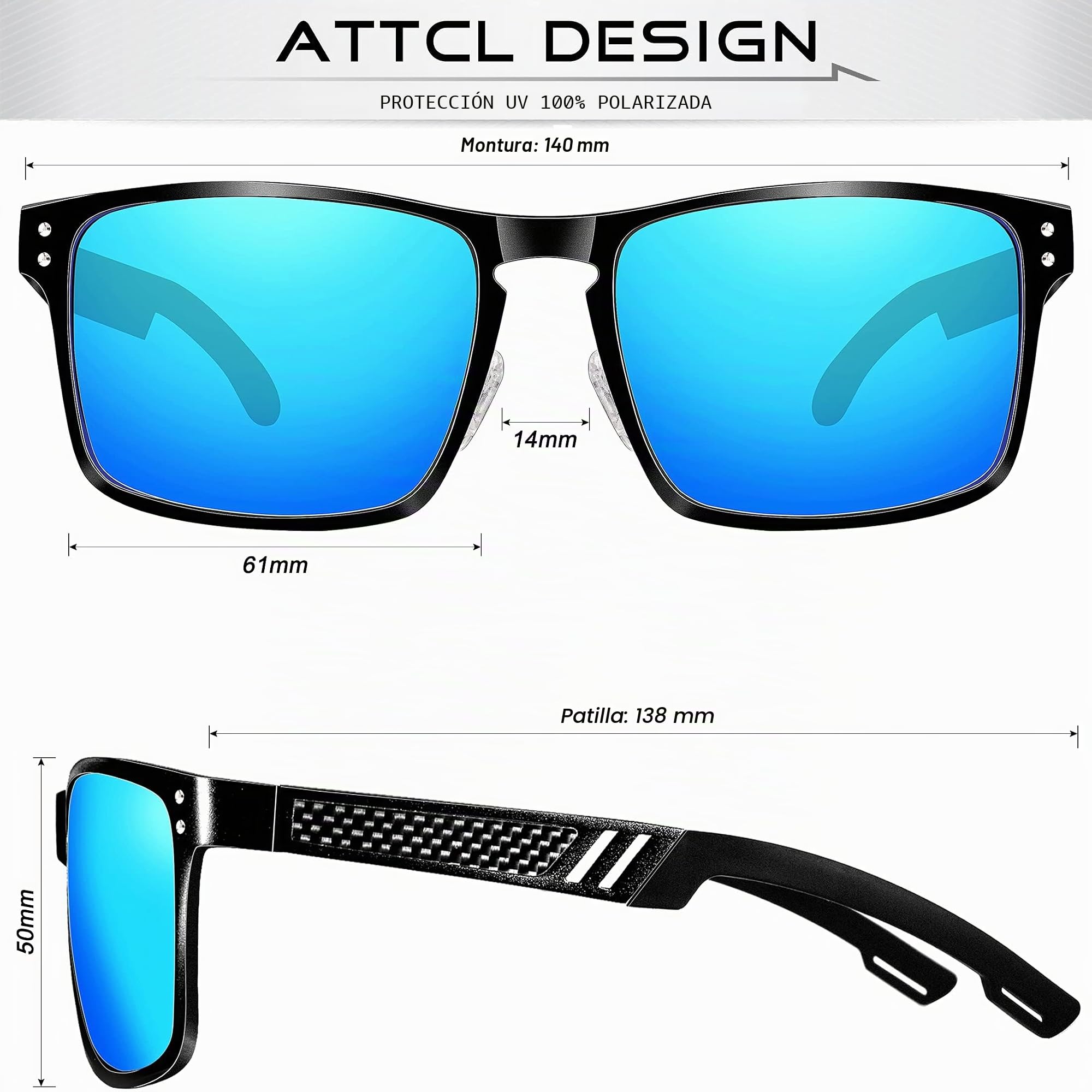 ATTCL Gafas de sol para hombre, polarizadas, para pesca, golf, conducción, marco de metal ultraligero Al-Mg