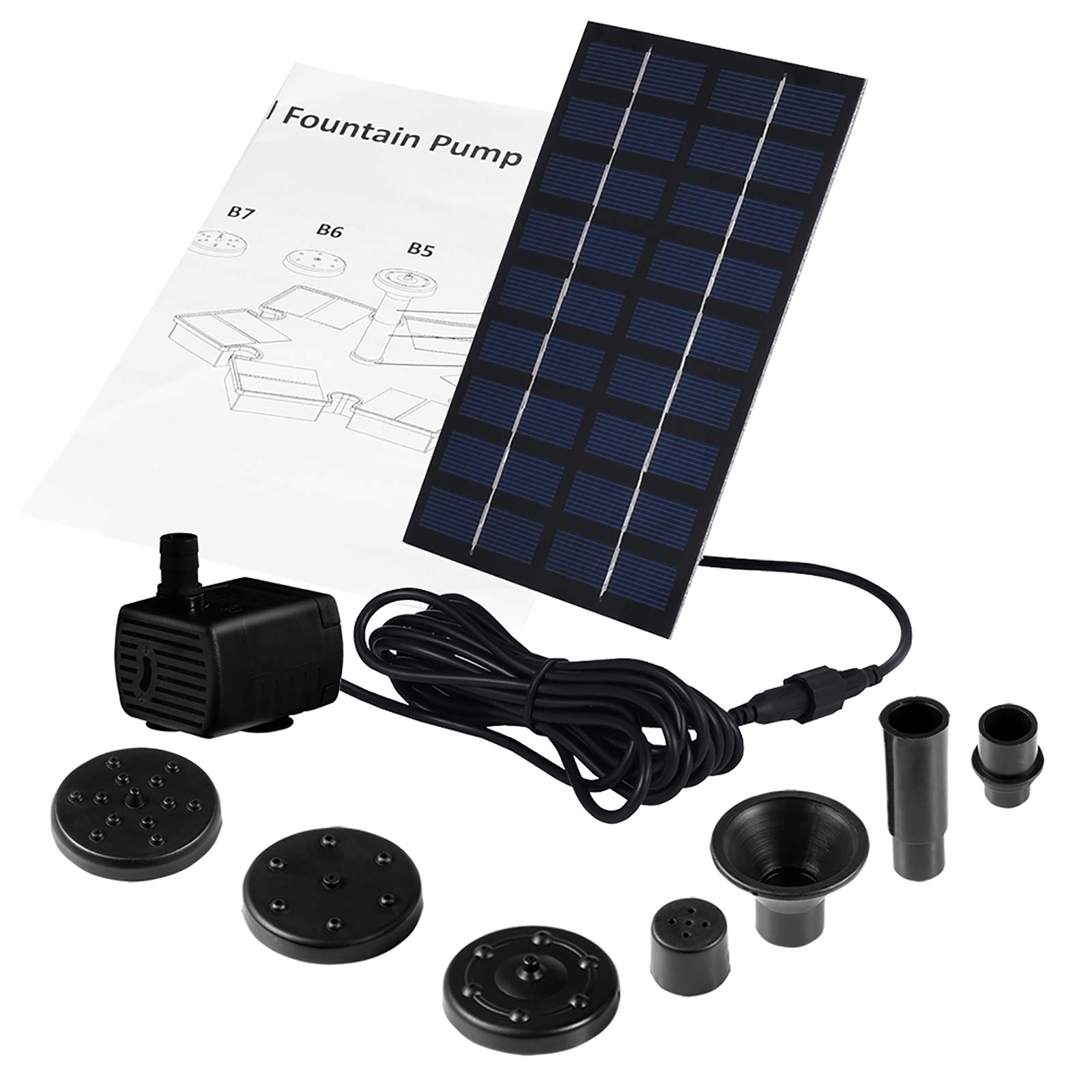 LEDGLE Bomba de Agua Solar para Fuente, 1.8W 200L/H Bomba Agua Solar Estanque, Fuente de Agua Solar, Bomba de Fuente Solar para Piscina, Pecera, Baño de Aves, Patio y Decoración del Jardín