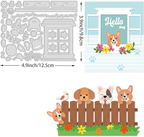 Miniatura 2 de BENECREAT Plantilla de plantillas de corte de metal para perro, de acero al carbono, herramienta de relieve para cachorros (4.92 x 3.86 pulgadas)