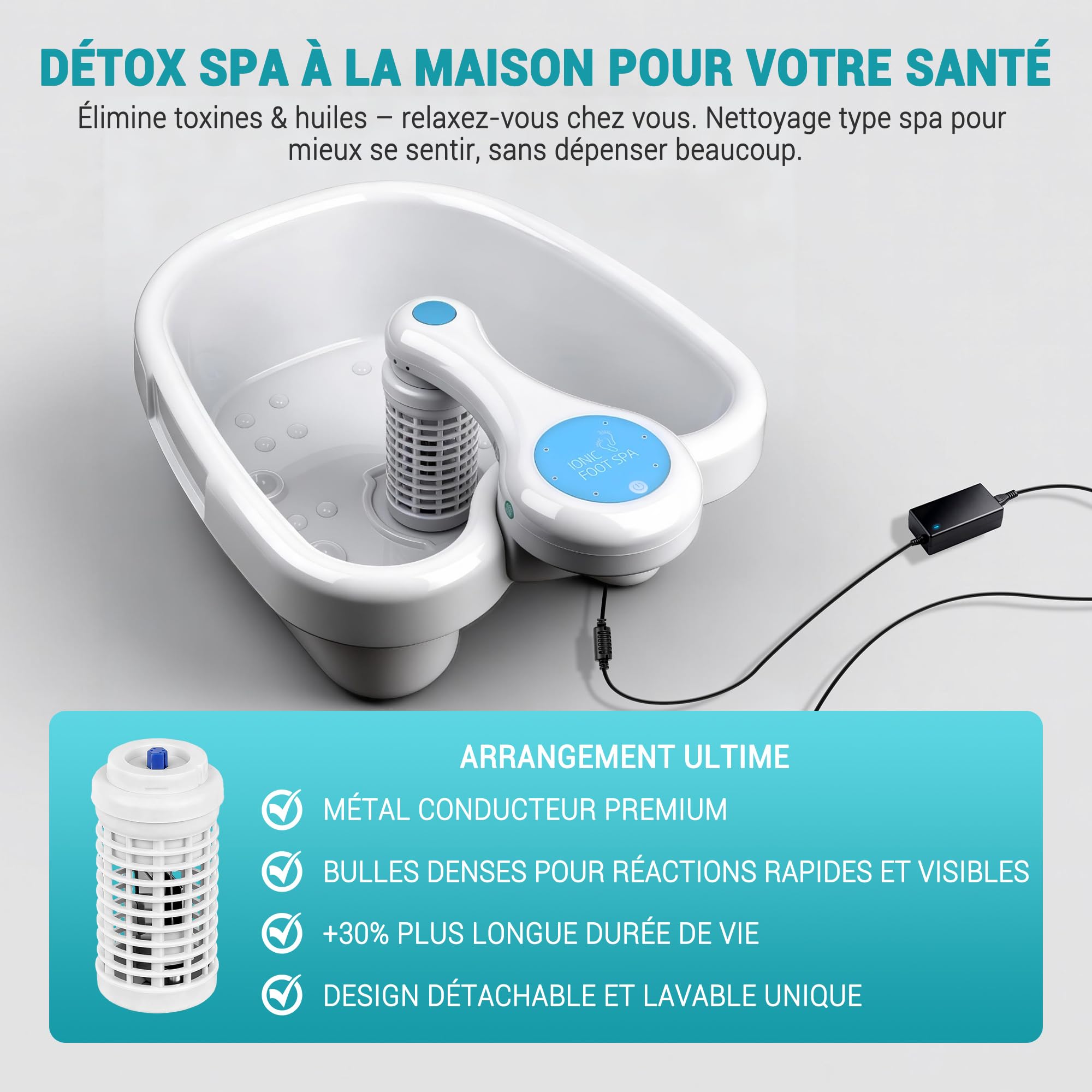 Bain de Pieds Ionique Detox, Appareil De Bain De Pieds DéToxifiant Ionique AméLioré, DéToxification Des Pieds Par éLectrolyse, ExpéRience SPA à Domicile En Un Seul Clic
