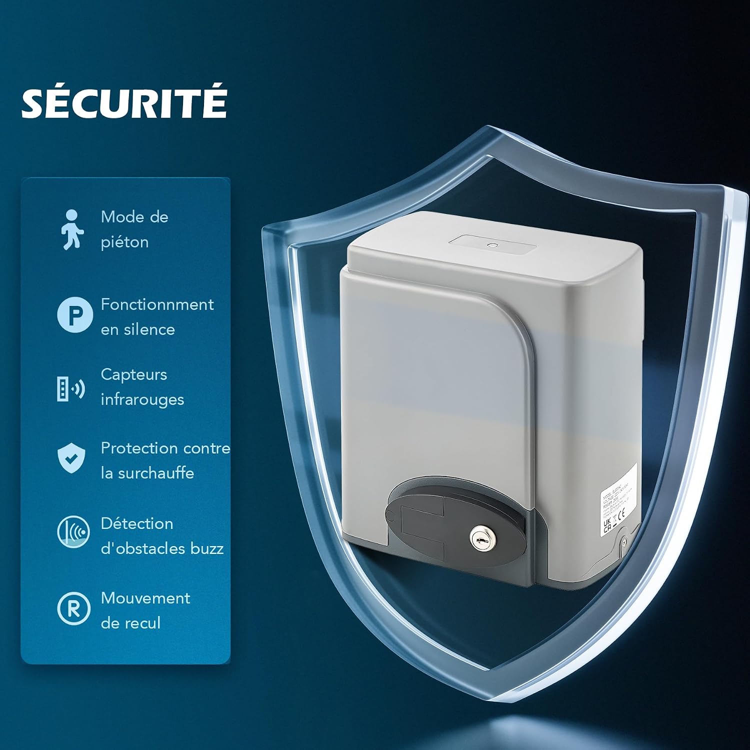 CO-Z Sliding Gate Opener security features diagram