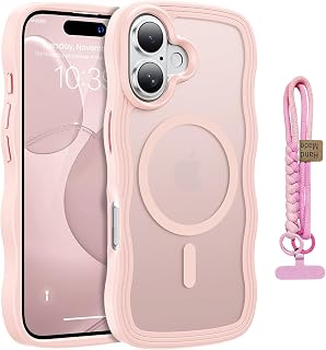 for iPhone 17 Case Cute Wavy Pink, Color-Matched Lanyard