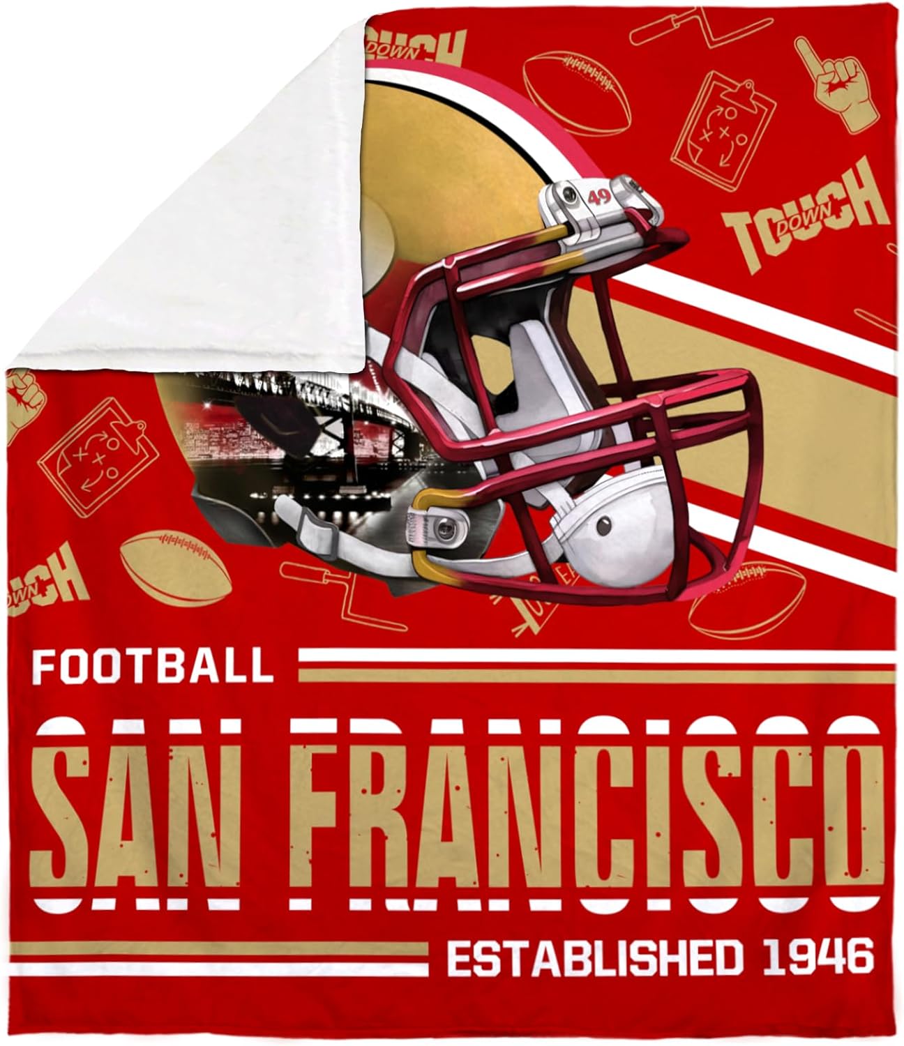 Football Style Football Throw Blanket Gift for Team Fans Soft Fleece Flannel Blanket 50"x60" - Image 2