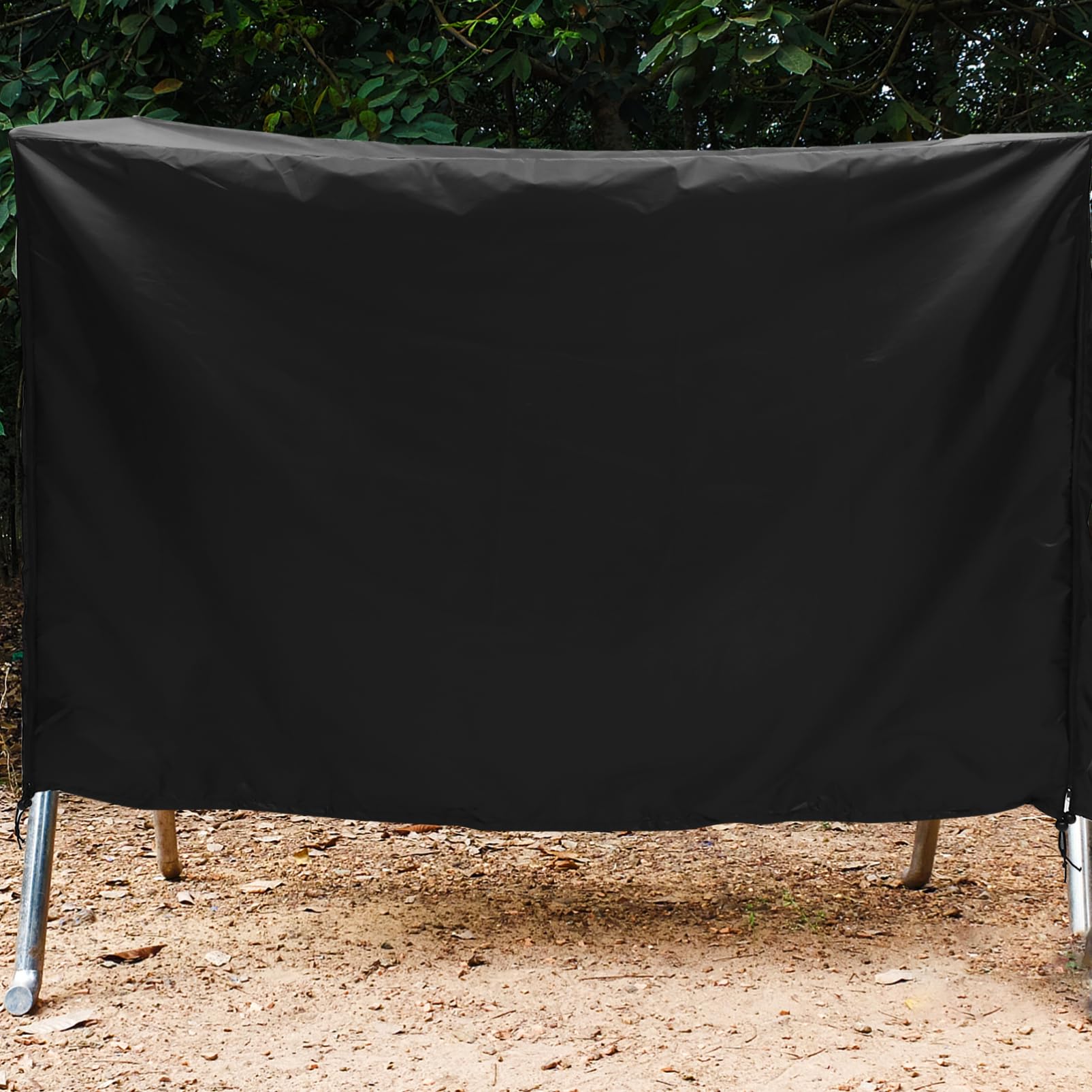 TOYANDONA Housse de Fauteuil Suspendu Imperméable et Résistante la Poussière en Tissu Oxford Protection Extérieure Facile à Transporter Noire pour Balançoire de Jardin