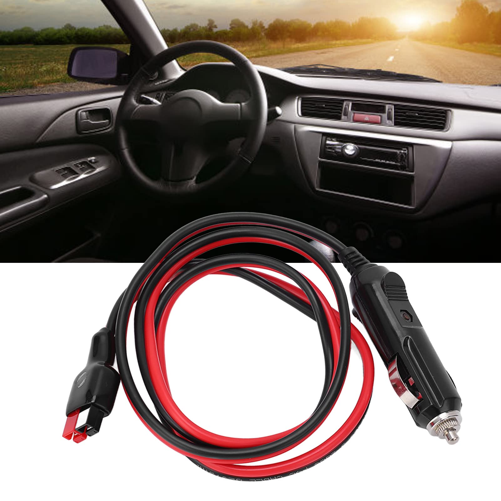 Fyearfly Cable de Transferencia de Mechero A Anderson, Encendedor de Coche Adaptador de Extensión Cable Cable de Alimentación Enchufe Macho A Anderson Socket con Indicador Led, 220V MAX
