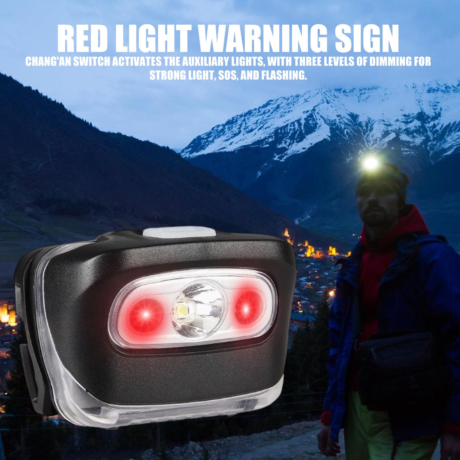 Lot de 2 lampes frontales d'extérieur étanches réglables avec lumière rouge LED