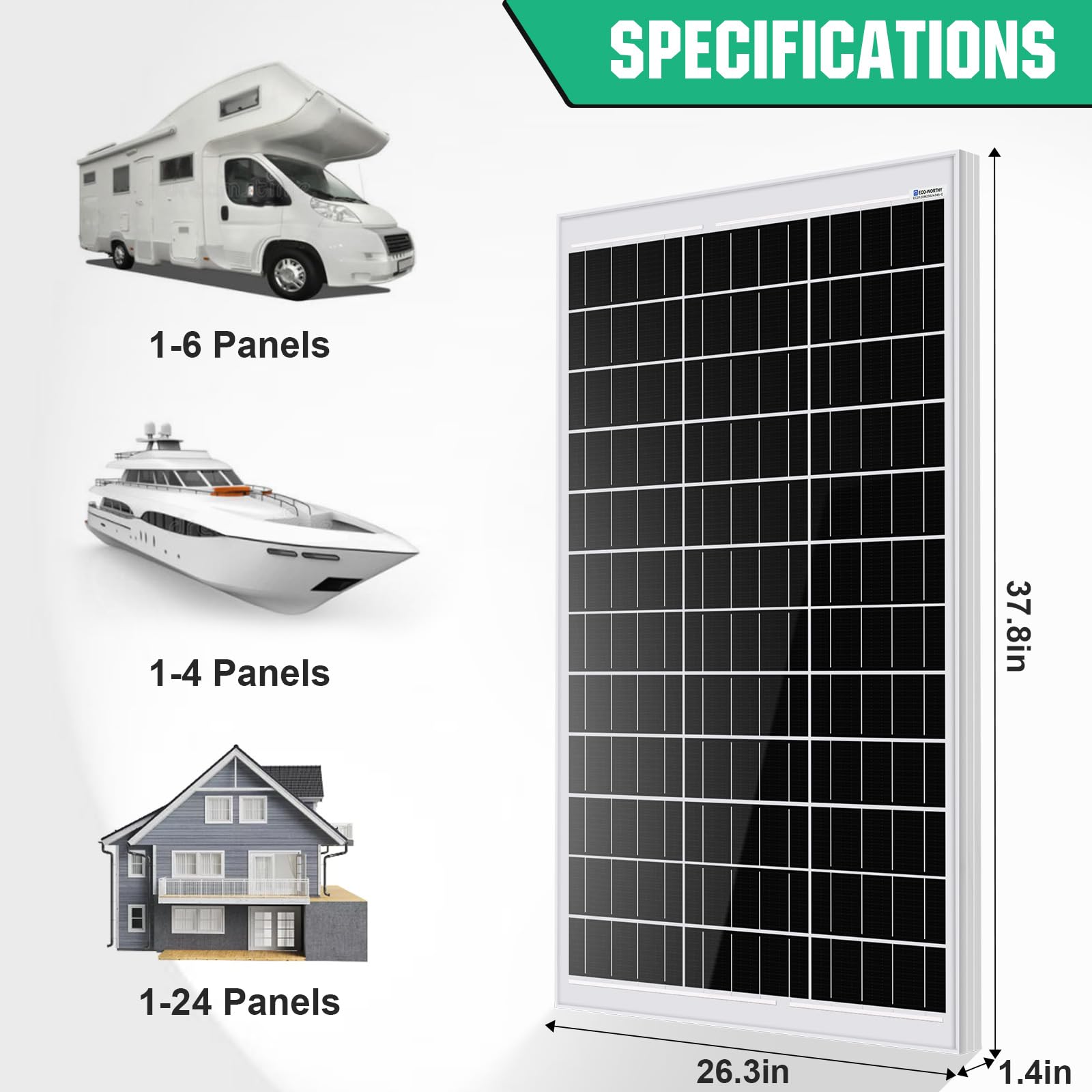 ECO-WORTHY 240W Sistema solar kit completo para autocaravanas: 2 * 120W módulos solares + 30A regulador de carga+ 1 * 50AH batería de litio+ 600W inversor de onda sinusoidal