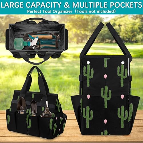 Miniatura 4 de Bonita bolsa de herramientas de jardín de cactus para mujeres y hombres, bolsas de almacenamiento de herramientas de jardinería con 10 bolsillos,