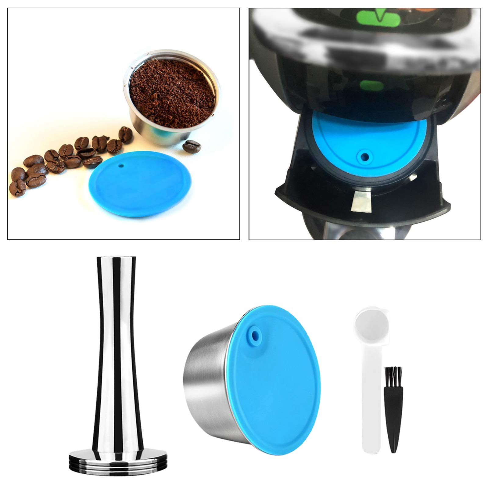 Juego de Cápsulas de Café de Acero Inoxidable de Calidad para Cafetera Monodosis, Juego de 4 Piezas, Individual