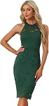 Allegra K Halter Robe formelle pour les femmes sans manches Bodycon robe de cocktail invité de mariage en dentelle