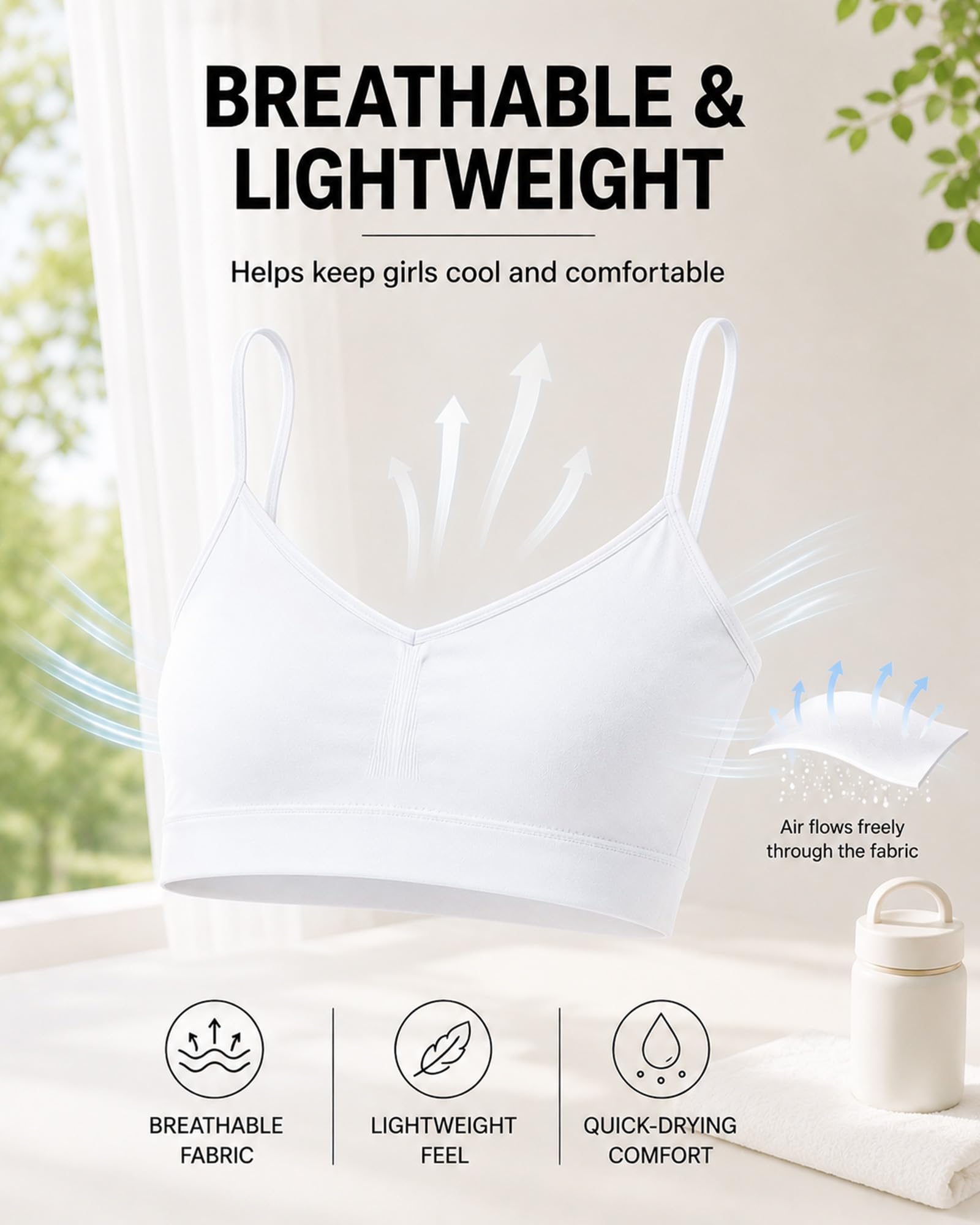 POWER UNICO FLOWER Soutien-gorge d'entraînement sans couture avec coussinets amovibles pour filles