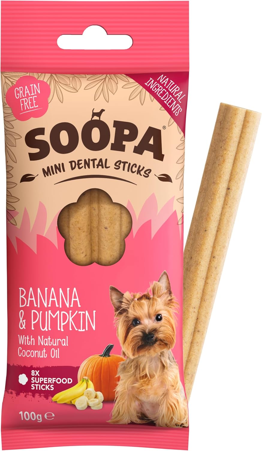 Soopa Pets Mini Breed Dental Dog Treats, Pack of 10, Human Grade, Grain Free Dental Sticks for Clean Teeth, Healthy Dog Treats for Small Dogs, Large Dogs