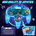 FISUPER N64 Controller Wired Classic Game Controller Joystick for N64 Console (Clear Blue)