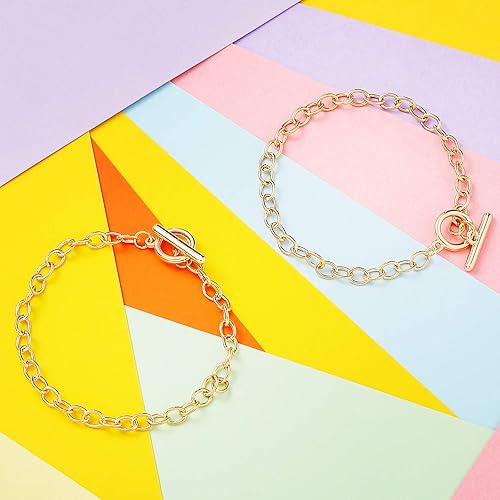 Miniatura 4 de 24 cadenas de pulsera con cierre de palanca OT de aleación, cadenas de eslabones para hacer joyas, pulseras para mujeres, suministros de