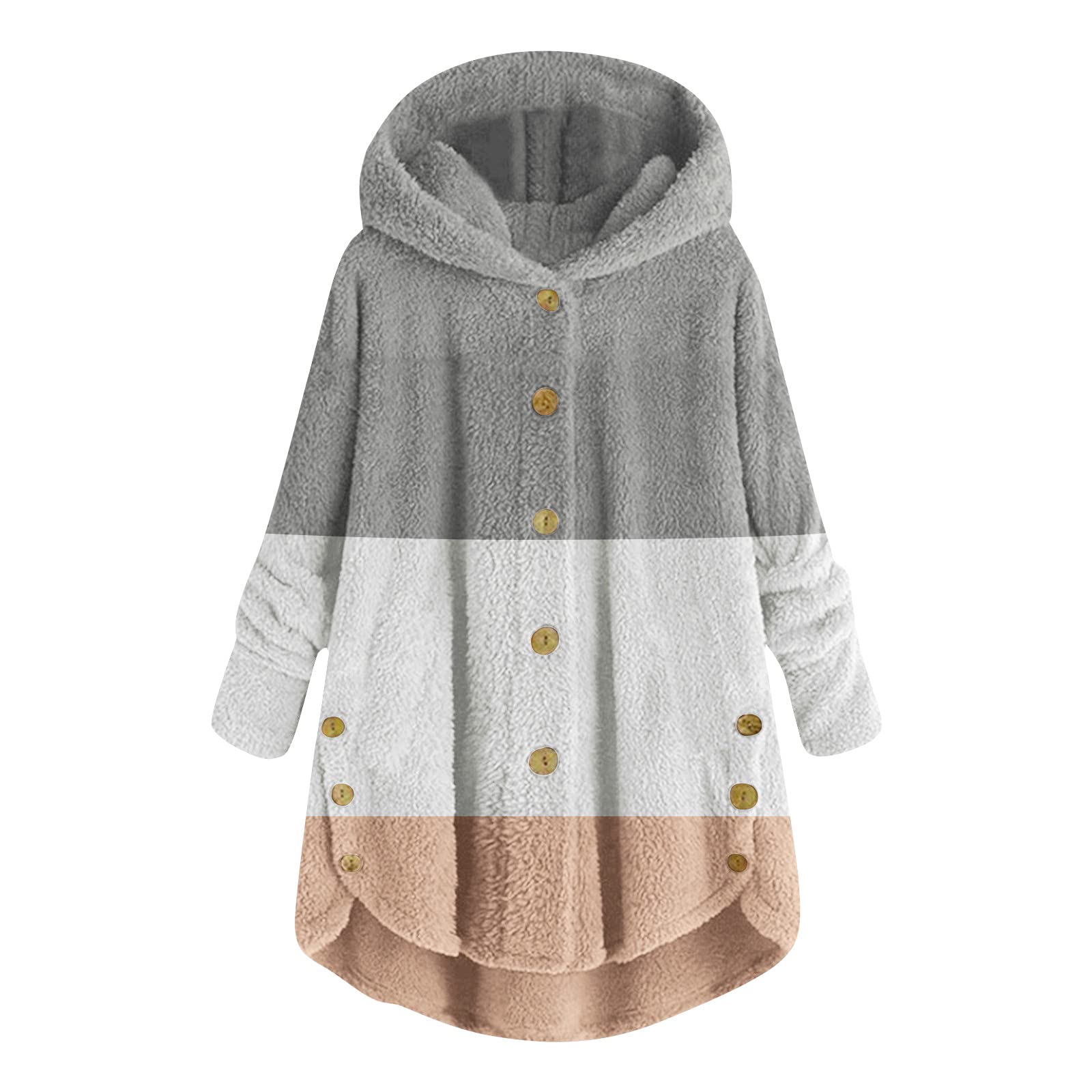 Fleece Lined Hoodie for Women Plus Size Teddy Bear Jacket Casual Loose Cozy Pajamas for Women Soft Button