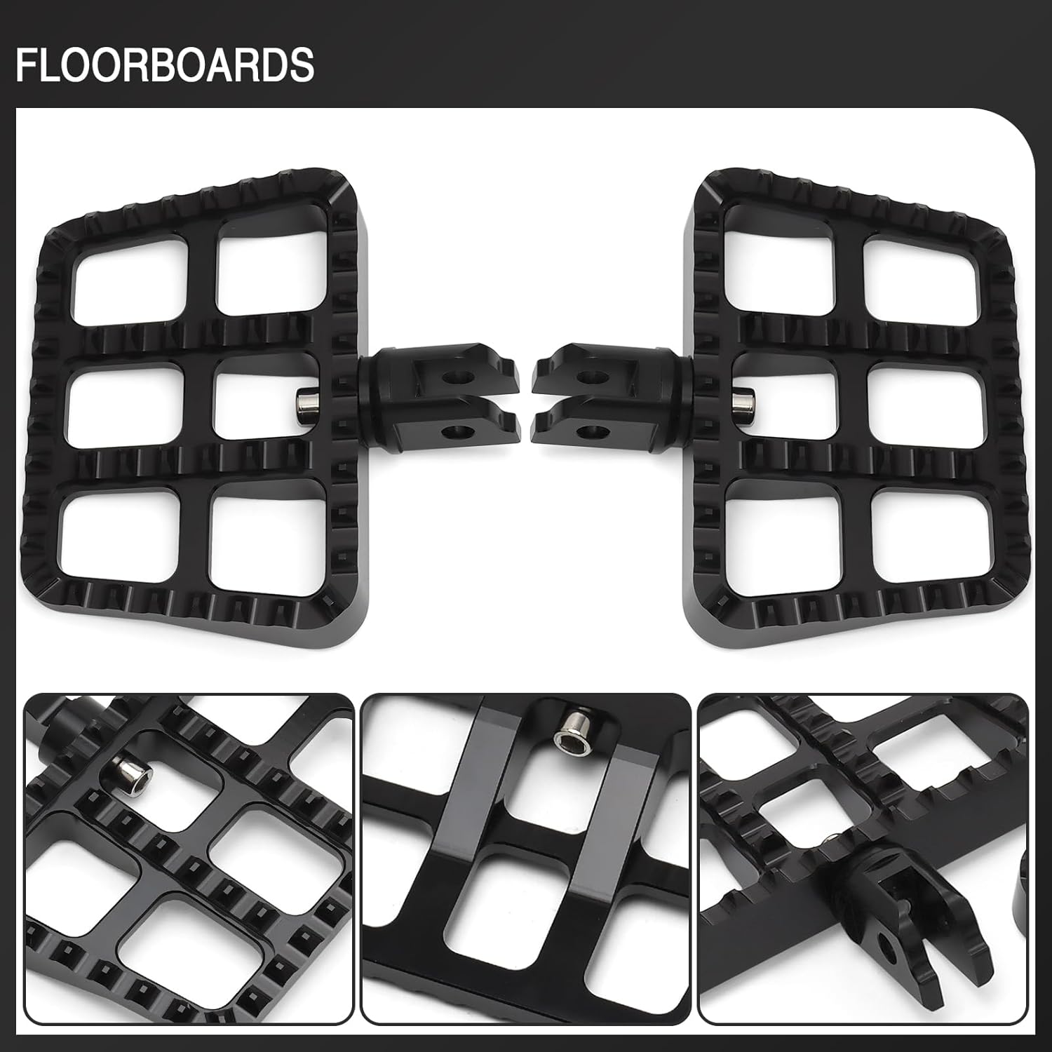 Motorcycle Mini Floorboards MX Foot Pegs Footrest for Harley 2018-2024 Softail Fat Boy FLSB Street Bob FXBB Fat Bob Low Rider S FXLR Breakout FXLRS Softail Slim FLHSC 114 (Front Peg, Black)