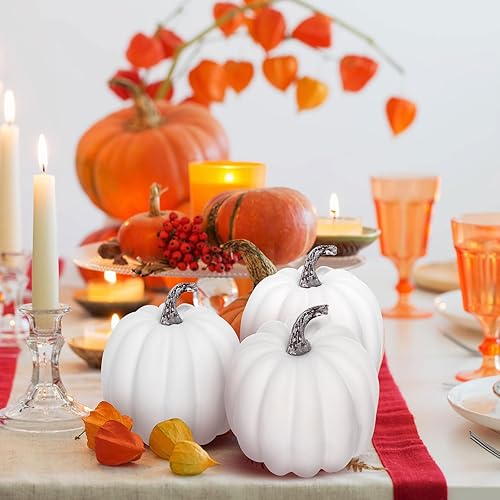 Vista 4 de Liliful 20 calabazas artificiales de espuma de 4.7 x 5.2 pulgadas, calabazas falsas de plástico para decorar decoraciones de simulación de cosecha
