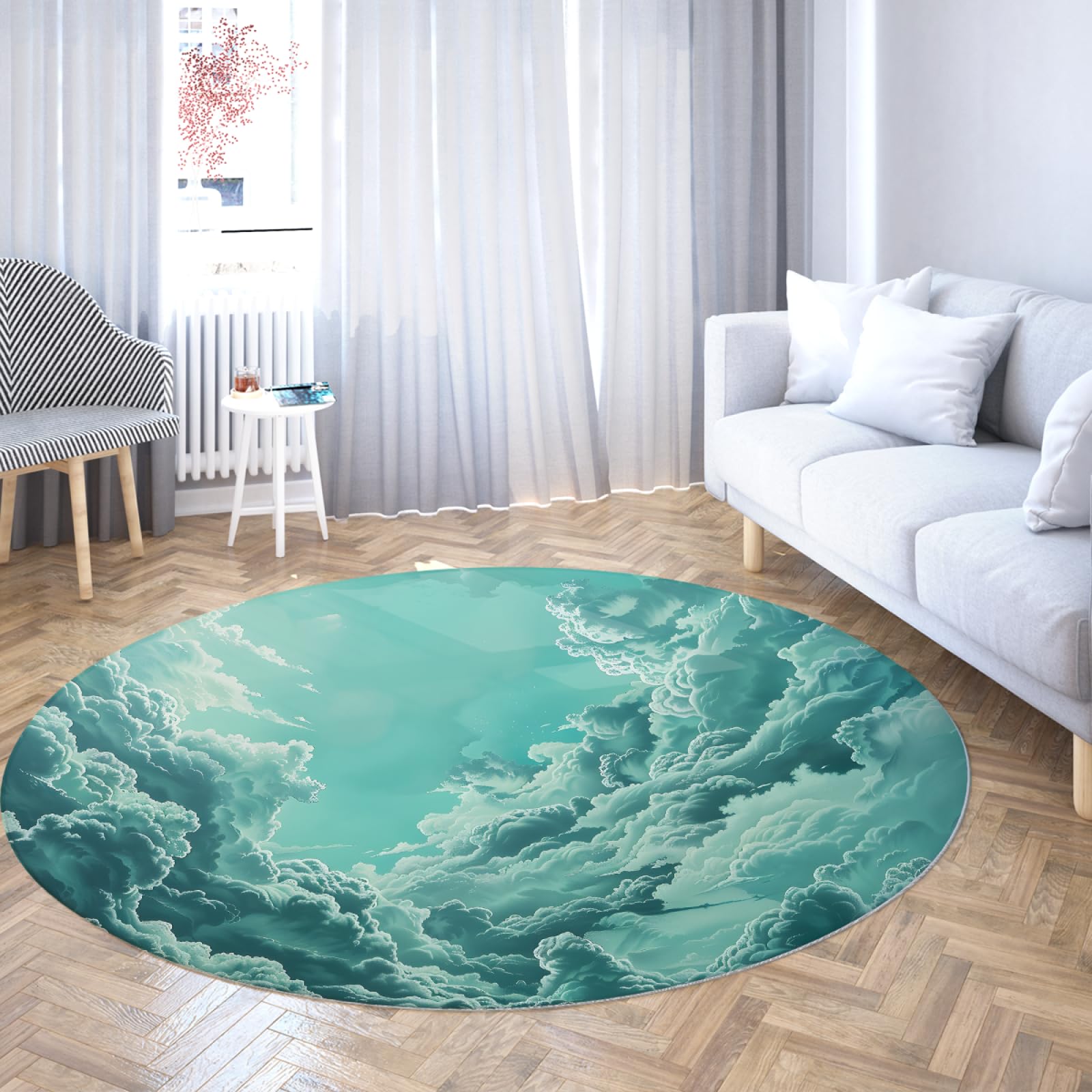 Tapis de sol rond chambre à coucher doux avec envers antidérapant
