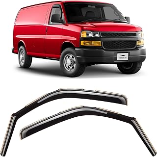 Voron Glass in-Channel Extra Durable Rain Guards for Chevrolet (Chevy) Express Van 1996-2026/GMC Savana 1996-2026, Window Deflectors, Vent Window Visors, 2 Pieces - 210217