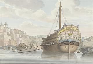 ArtDirect View of the harbour with a galley ship near the shipyard (1778) Unframed Art Print Giclee Poster by Abraham-Louis-Rodolphe Ducros - Ready for Framing with Customization Sizes 10x7, 14x10, 20x14, 35x24, 48x33 and 60x41 inches