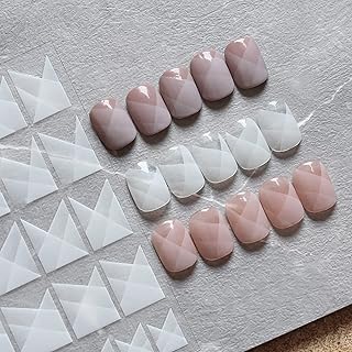 French Nail Art Sticker Decals 3D Self-Adhesive Nail Design Fashion Charm Semi Transparent Black and White Stripe Halo Dye...