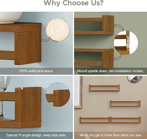 Miniatura 20 de Forbena Estantería de pared de 24 pulgadas para dormitorio de niños, juego de 4, estantes flotantes blancos para libros de bebé, niños y niñas, 1.