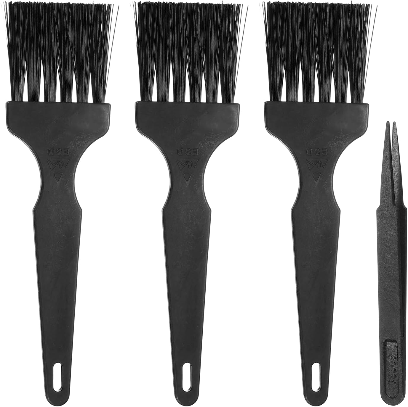 PATIKIL ESD Brush, 3Pcs Electronic Cleaning Brush Set with Tweezers Anti Static Cleaning Tools Plastic Flat Nylon for PCB Computer Keyboard Camera 3D Printers, 40x44mm Bristles