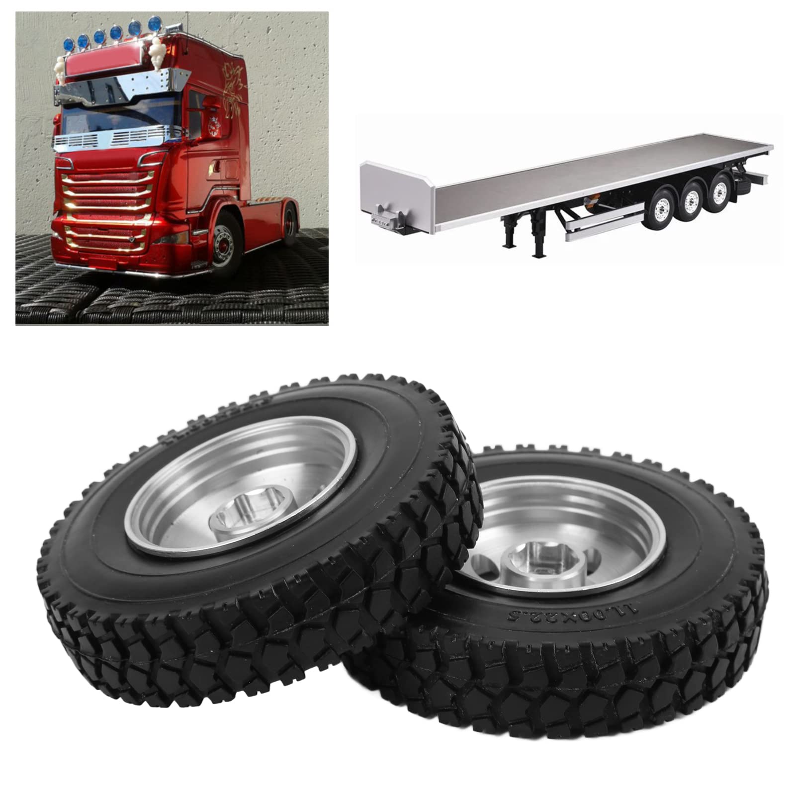 Dilwe 2 Pneumatici In Gomma 85x21mm Per Trattori Tamiya 1/14 RC: Super Grip Per Il Tuo Modellismo