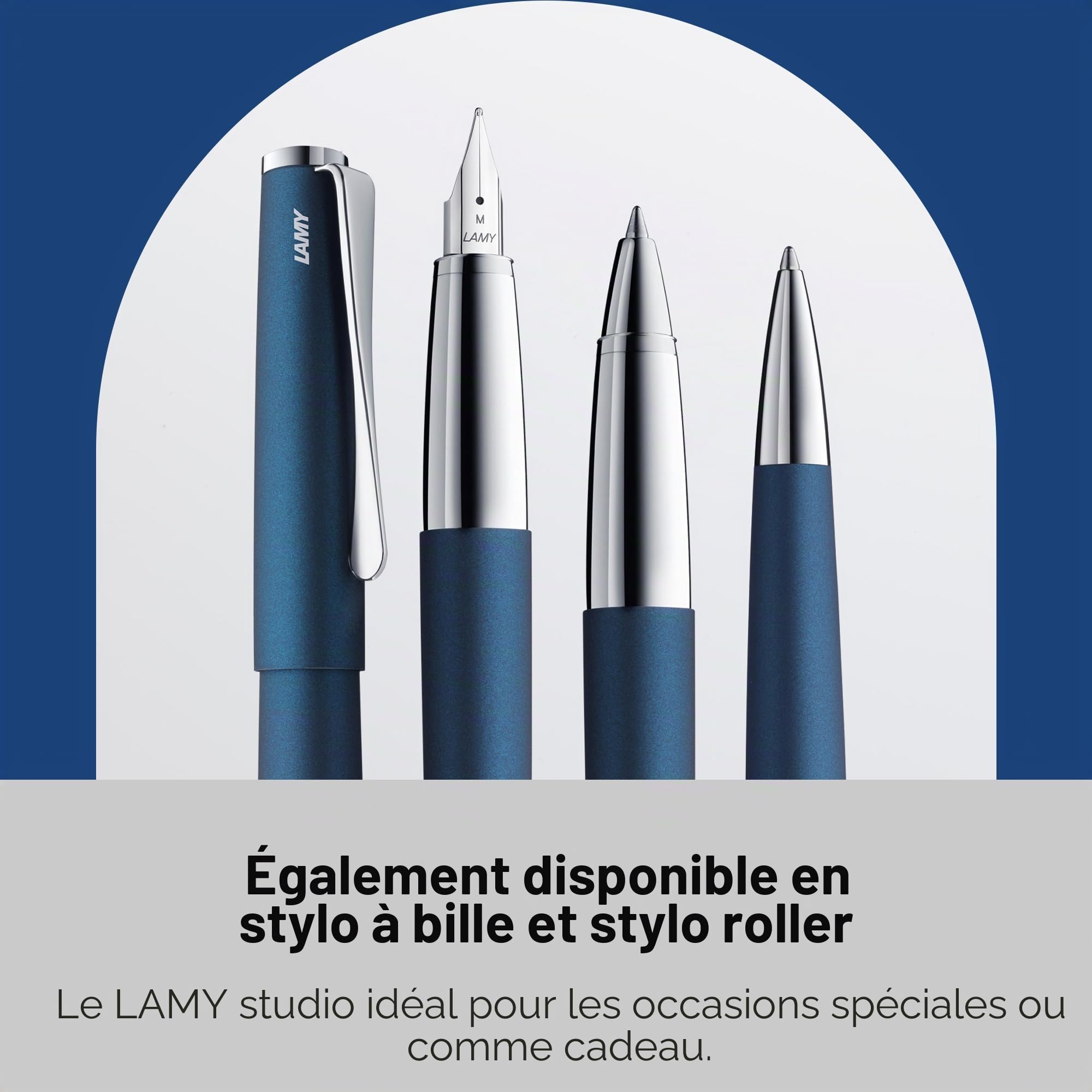 Lamy studio imperialblue - Stylo-plume en métal élégant - plume en acier en largeur du trait EF - avec cartouche d'encre bleue T 10