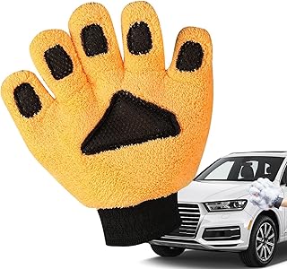 洗車ミット - ベアーポー形状を採用したコーラルフリース製クリーニングミット,オート ダスティング グローブ 車 用 ほこり 取り,男性向けの車やトラックやSUVなどの自動車外装の洗浄から家庭のキッチンでの食器洗いまで幅広く対応