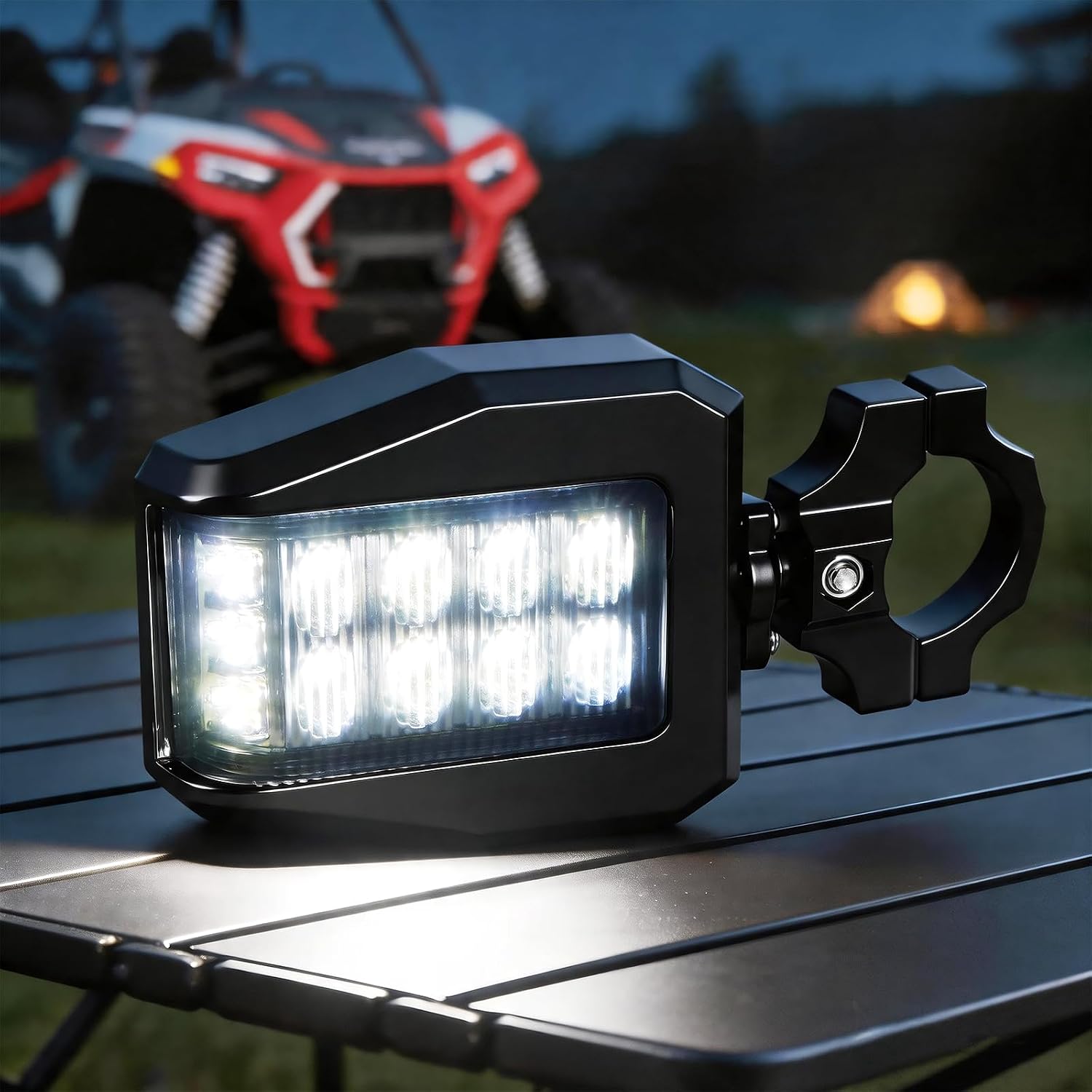 UTV LED Side Rear View Mirrors Light Fits 1.75"-2 Inch Roll Cage Bar for Polaris RZR Pioneer, SXS, Can-Am X3, Kawasaki Teryx Mule, Yamaha Rhino Wolverine